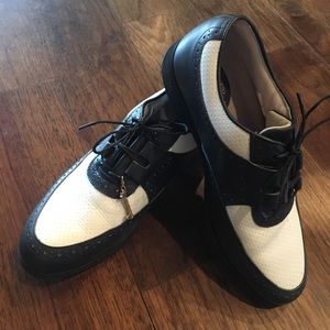 FootJoy Europa Black/White Leather Golf Shoes SZ 8